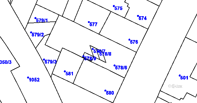 Parcela st. 578/8 v KÚ Husovice, Katastrální mapa