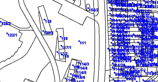 Parcela st. 111 v KÚ Lesná, Katastrální mapa