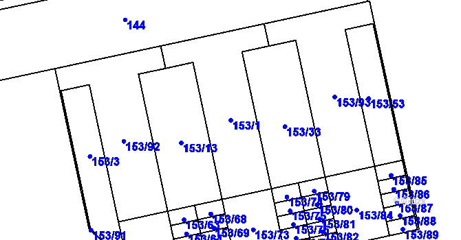 Parcela st. 153/1 v KÚ Lesná, Katastrální mapa