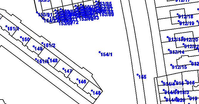 Parcela st. 154/1 v KÚ Lesná, Katastrální mapa