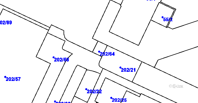 Parcela st. 202/64 v KÚ Lesná, Katastrální mapa
