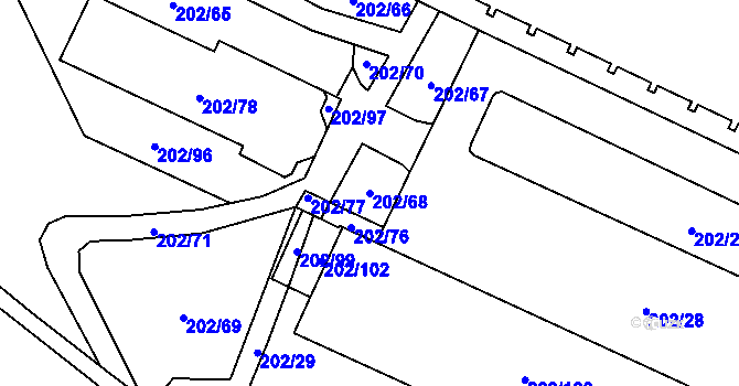Parcela st. 202/68 v KÚ Lesná, Katastrální mapa