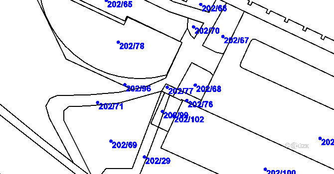 Parcela st. 202/77 v KÚ Lesná, Katastrální mapa