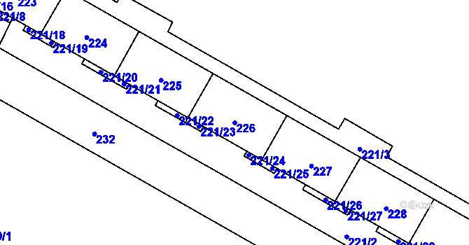 Parcela st. 226 v KÚ Lesná, Katastrální mapa