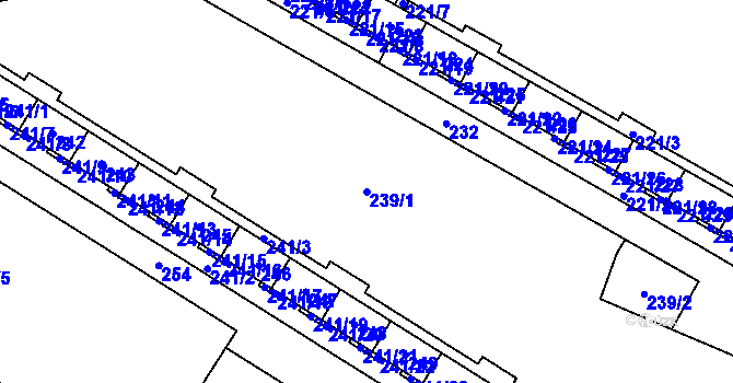 Parcela st. 239/1 v KÚ Lesná, Katastrální mapa