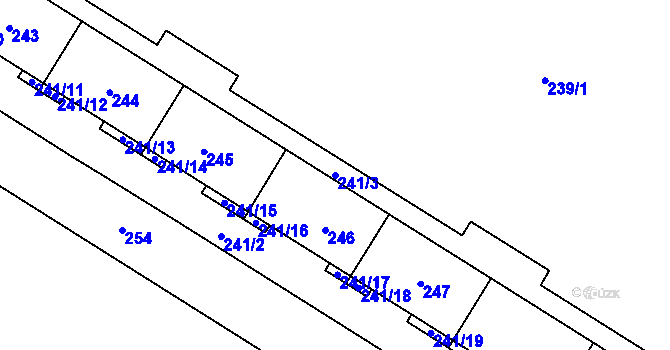 Parcela st. 241/3 v KÚ Lesná, Katastrální mapa