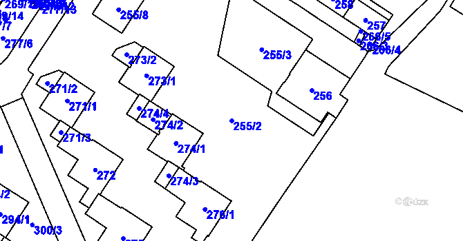Parcela st. 255/2 v KÚ Lesná, Katastrální mapa