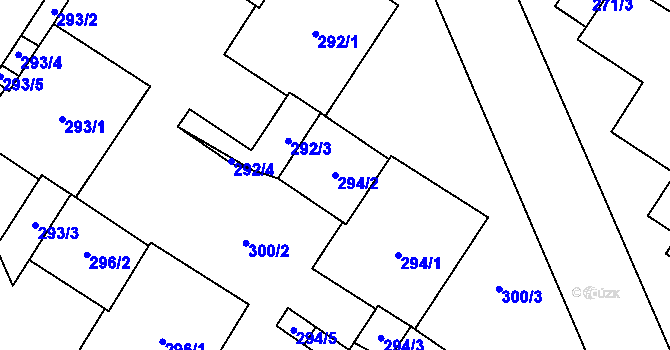 Parcela st. 294/2 v KÚ Lesná, Katastrální mapa