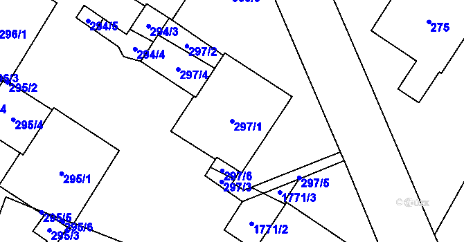 Parcela st. 297/1 v KÚ Lesná, Katastrální mapa