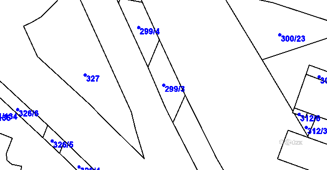 Parcela st. 299/3 v KÚ Lesná, Katastrální mapa