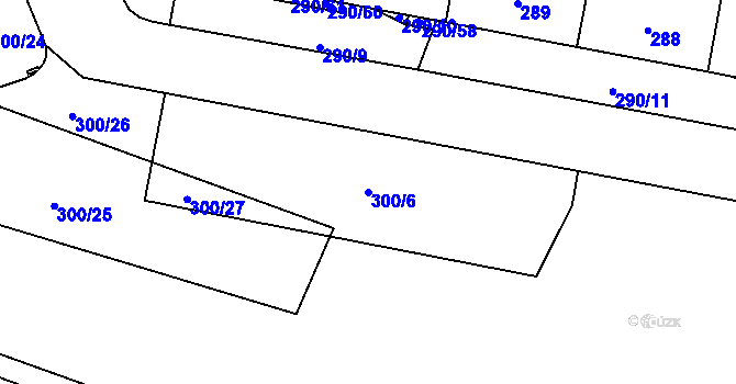 Parcela st. 300/6 v KÚ Lesná, Katastrální mapa