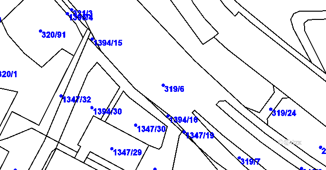 Parcela st. 319/6 v KÚ Lesná, Katastrální mapa