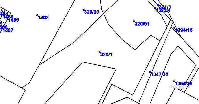 Parcela st. 320/1 v KÚ Lesná, Katastrální mapa