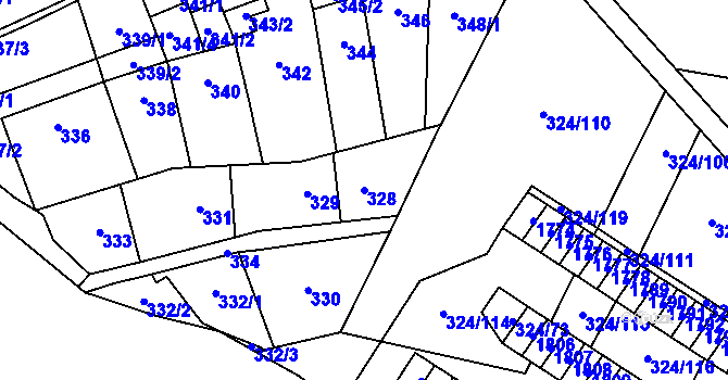 Parcela st. 328 v KÚ Lesná, Katastrální mapa