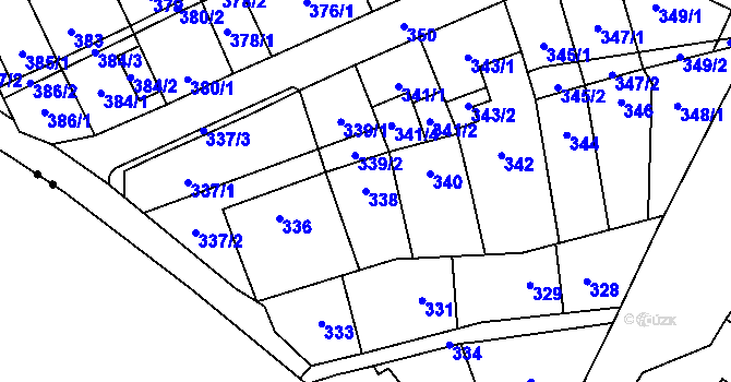 Parcela st. 338 v KÚ Lesná, Katastrální mapa