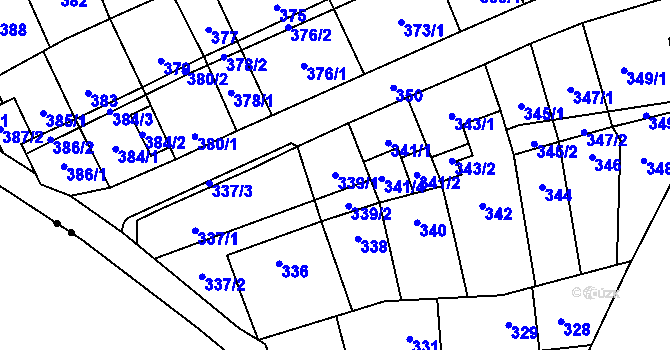 Parcela st. 339/1 v KÚ Lesná, Katastrální mapa
