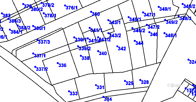 Parcela st. 340 v KÚ Lesná, Katastrální mapa