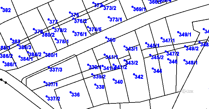 Parcela st. 341/1 v KÚ Lesná, Katastrální mapa