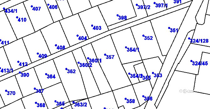 Parcela st. 357 v KÚ Lesná, Katastrální mapa