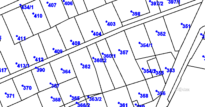 Parcela st. 360/1 v KÚ Lesná, Katastrální mapa