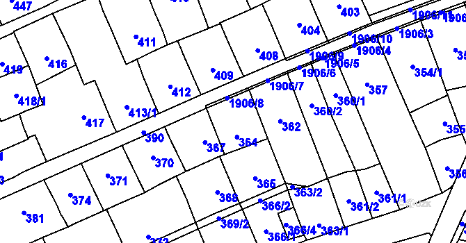 Parcela st. 364 v KÚ Lesná, Katastrální mapa