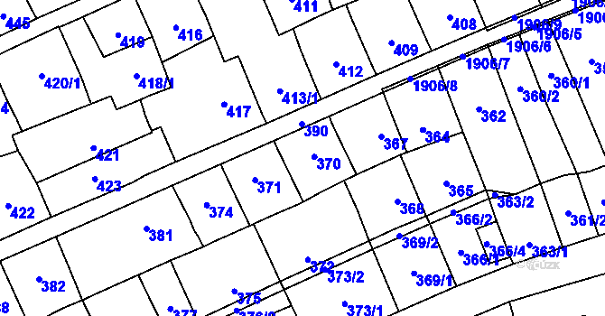 Parcela st. 370 v KÚ Lesná, Katastrální mapa
