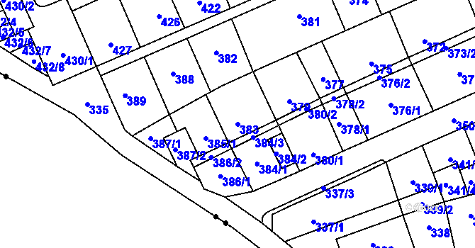Parcela st. 383 v KÚ Lesná, Katastrální mapa