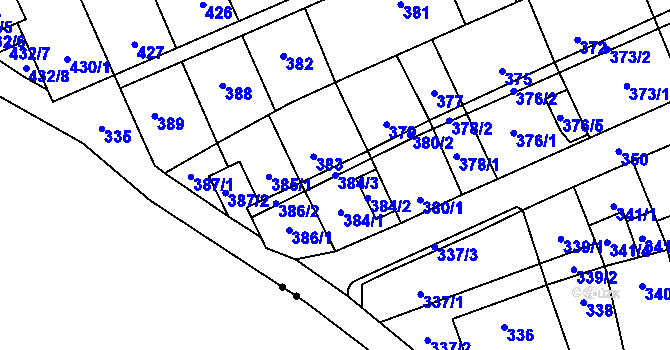 Parcela st. 384/3 v KÚ Lesná, Katastrální mapa