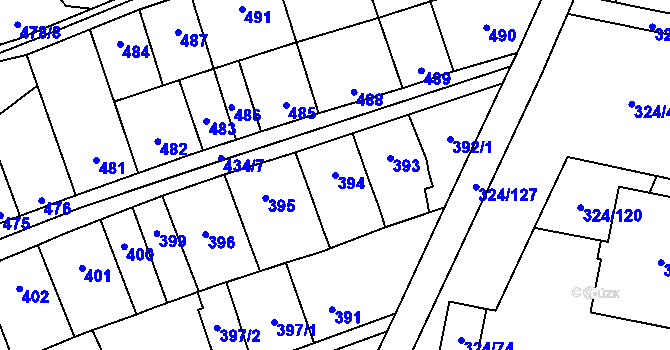 Parcela st. 394 v KÚ Lesná, Katastrální mapa