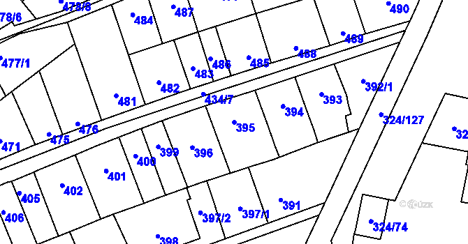 Parcela st. 395 v KÚ Lesná, Katastrální mapa
