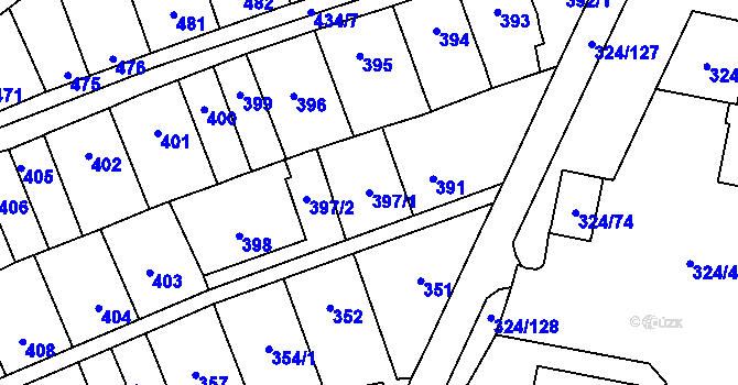 Parcela st. 397/1 v KÚ Lesná, Katastrální mapa