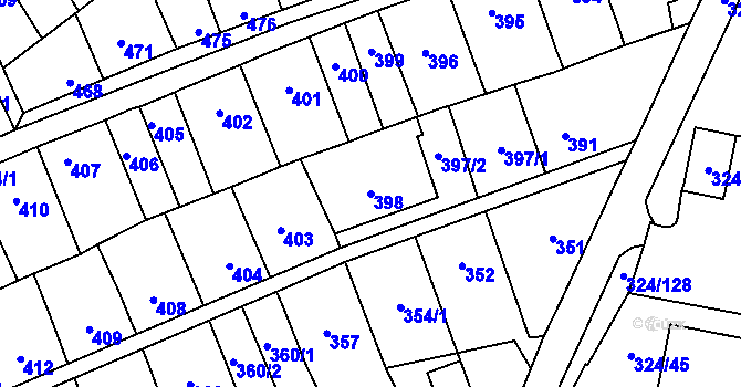 Parcela st. 398 v KÚ Lesná, Katastrální mapa