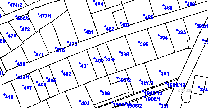 Parcela st. 399 v KÚ Lesná, Katastrální mapa