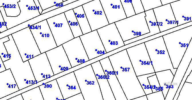 Parcela st. 404 v KÚ Lesná, Katastrální mapa
