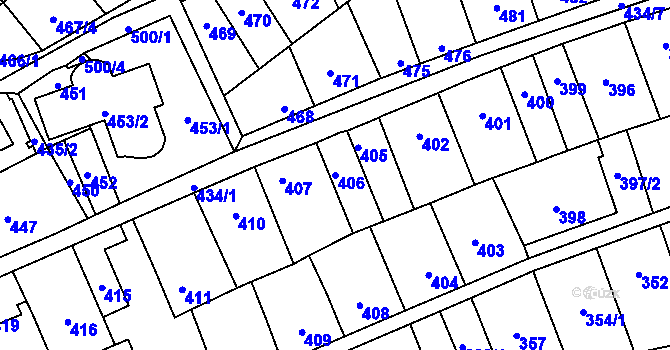 Parcela st. 406 v KÚ Lesná, Katastrální mapa