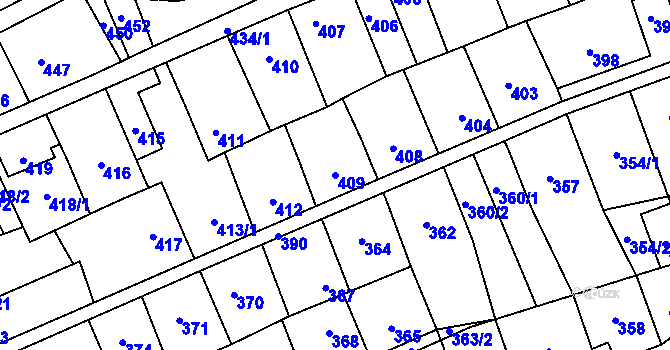 Parcela st. 409 v KÚ Lesná, Katastrální mapa