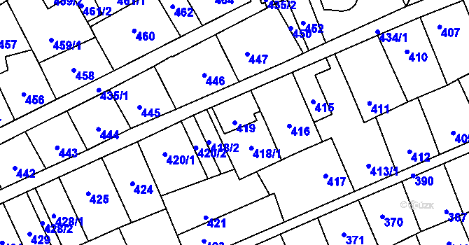 Parcela st. 419 v KÚ Lesná, Katastrální mapa