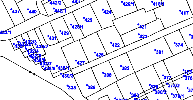 Parcela st. 426 v KÚ Lesná, Katastrální mapa