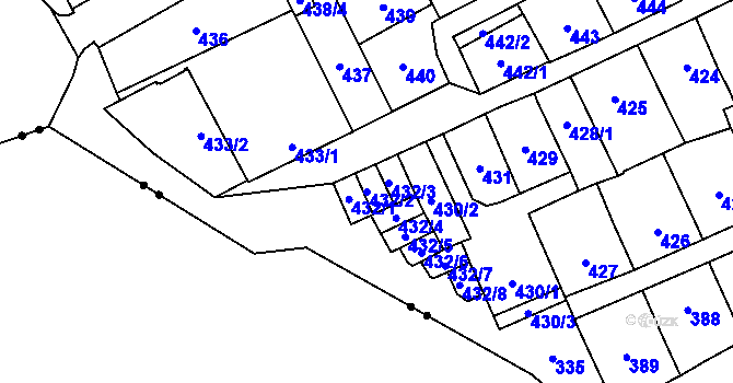 Parcela st. 432/2 v KÚ Lesná, Katastrální mapa