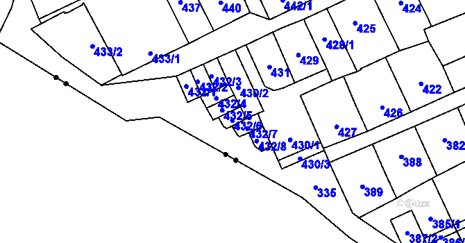 Parcela st. 432/6 v KÚ Lesná, Katastrální mapa