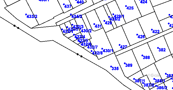 Parcela st. 432/7 v KÚ Lesná, Katastrální mapa