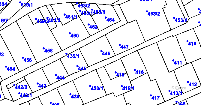 Parcela st. 446 v KÚ Lesná, Katastrální mapa