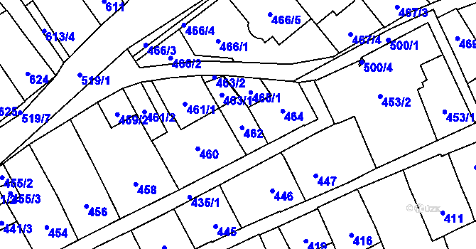 Parcela st. 462 v KÚ Lesná, Katastrální mapa