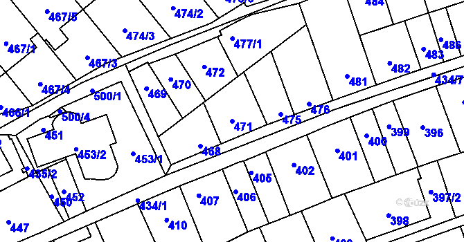 Parcela st. 471 v KÚ Lesná, Katastrální mapa