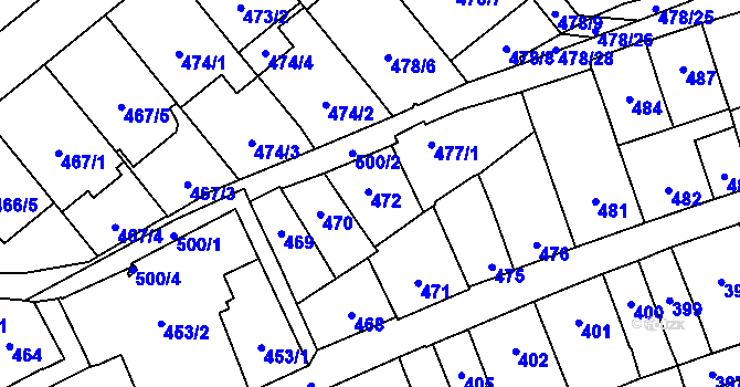 Parcela st. 472 v KÚ Lesná, Katastrální mapa