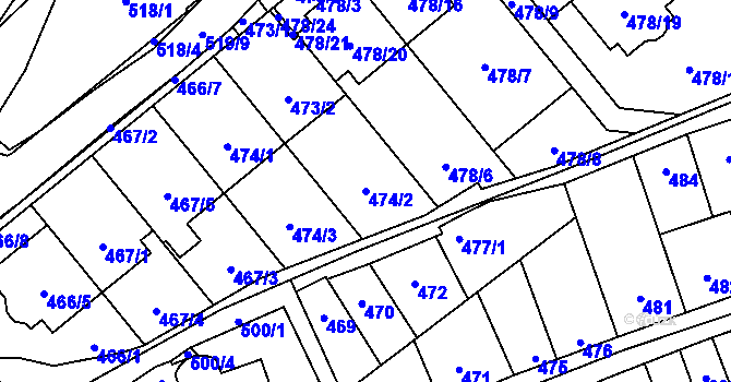 Parcela st. 474/2 v KÚ Lesná, Katastrální mapa