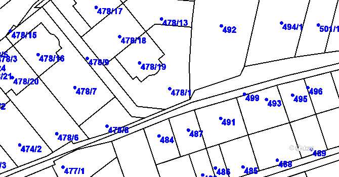 Parcela st. 478/1 v KÚ Lesná, Katastrální mapa