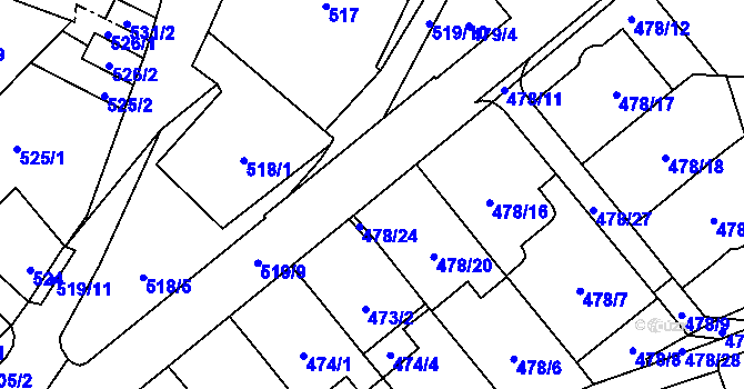 Parcela st. 478/5 v KÚ Lesná, Katastrální mapa