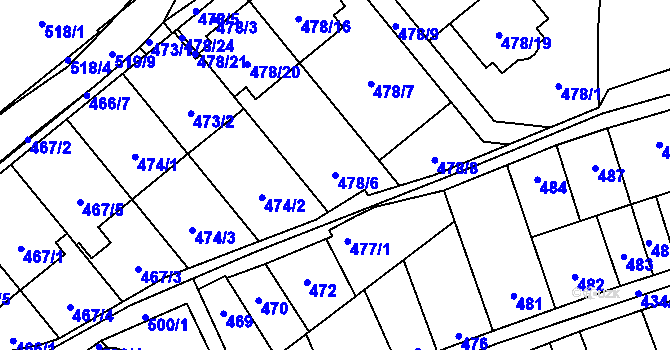 Parcela st. 478/6 v KÚ Lesná, Katastrální mapa