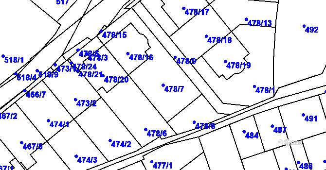 Parcela st. 478/7 v KÚ Lesná, Katastrální mapa